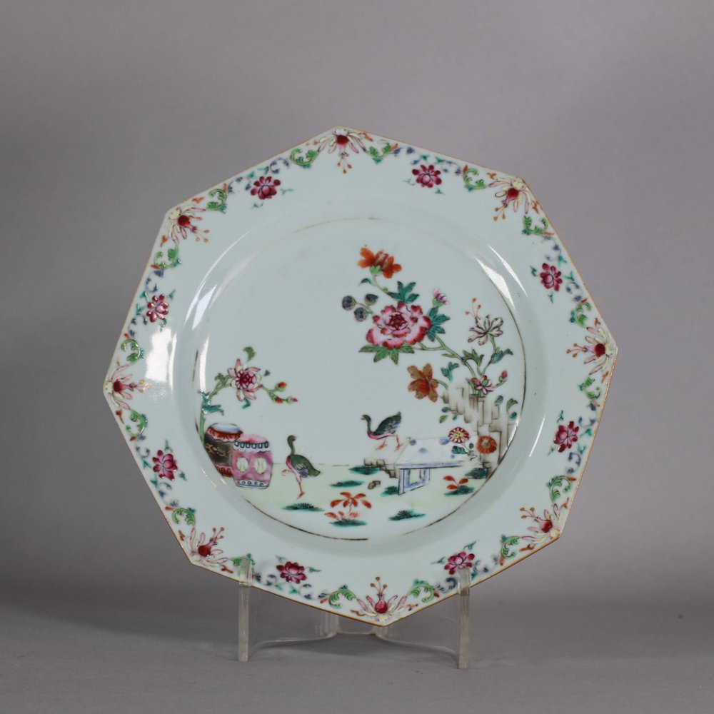 W380 Famille rose octagonal plates, Qianlong (1736-95)