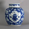 W384 Blue and white prunus jar and cover, Kangxi