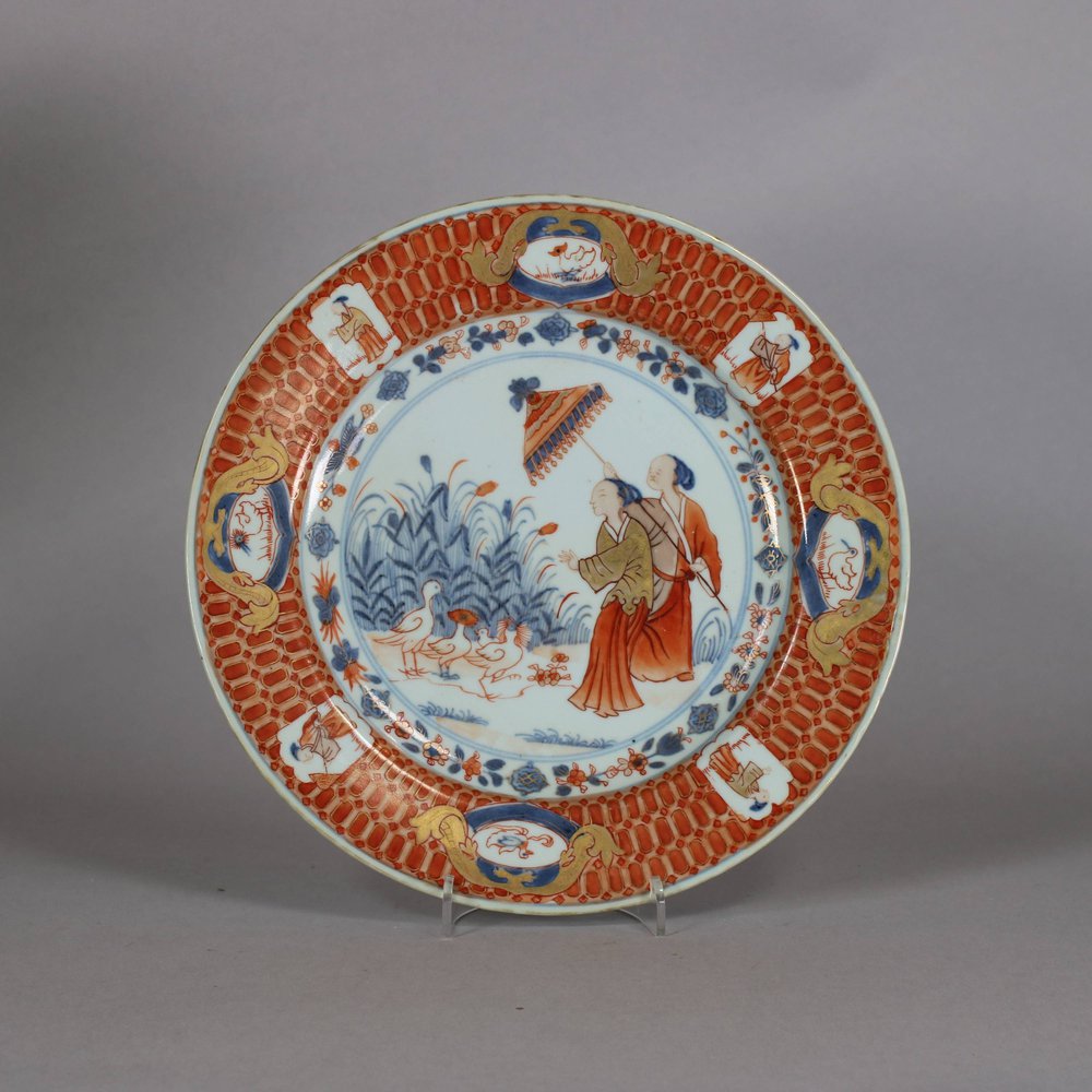 W396 Chinese Imari Pronk 'Lady with a Parasol' plate, c. 1740