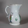 W410 A Worcester cider jug, circa 1753-4, of 'Scratch Cross' type and of plain pear shape,