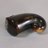W412 Scottish rams horn snuff mull with silver plated mounts, the lid inset with a crystal foiled stone;