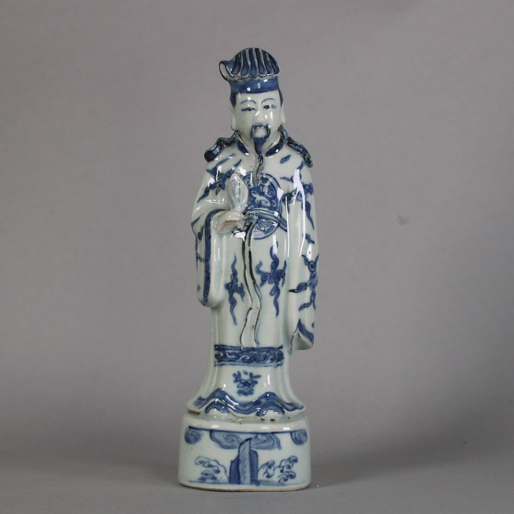 W424 Chinese blue and white figure of Zhongli Quan, late 16th/early 17th century