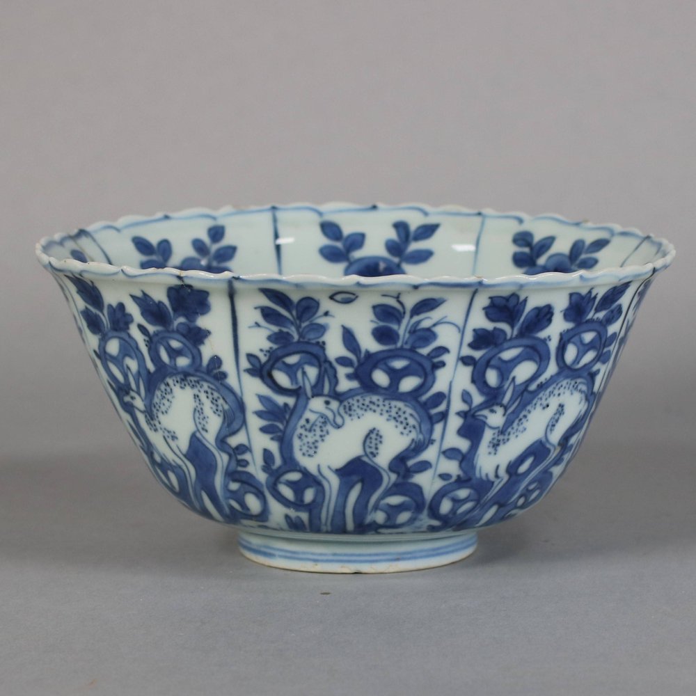 W433 Chinese blue and white kraak lobed bowl, Wanli (1573 – 1619)