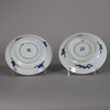 W459 Chinese near pair of small blue and white plates, Kangxi (1662-1722)