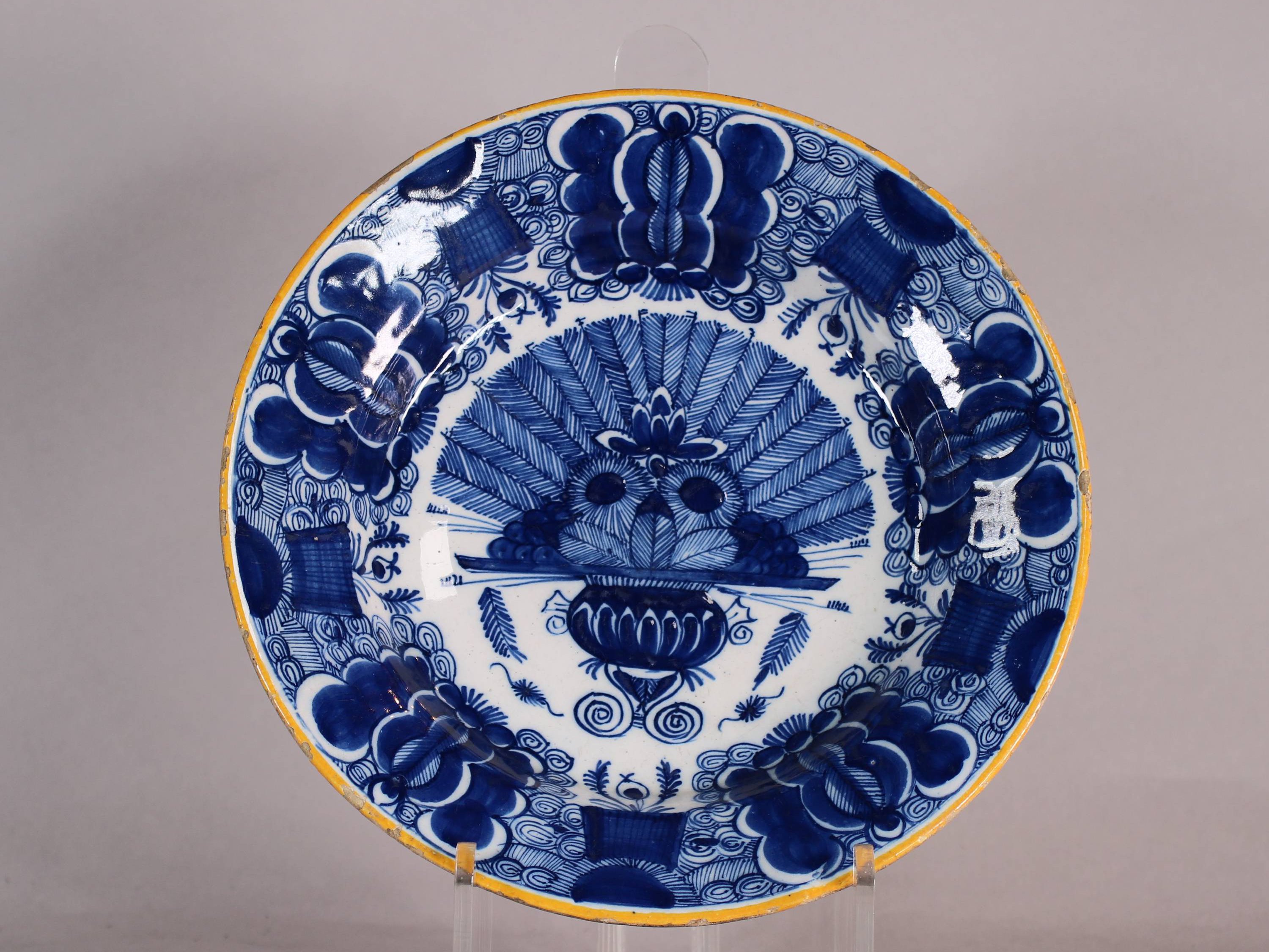 Dutch delft blue and white 'Peacock' plate, 18th century | Antique