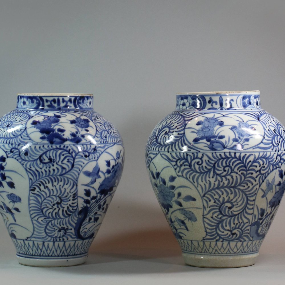 W52 Pair of Japanese blue and white vases, Edo period