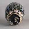 W542 Rare Dutch polychrome octagonal moulded vase