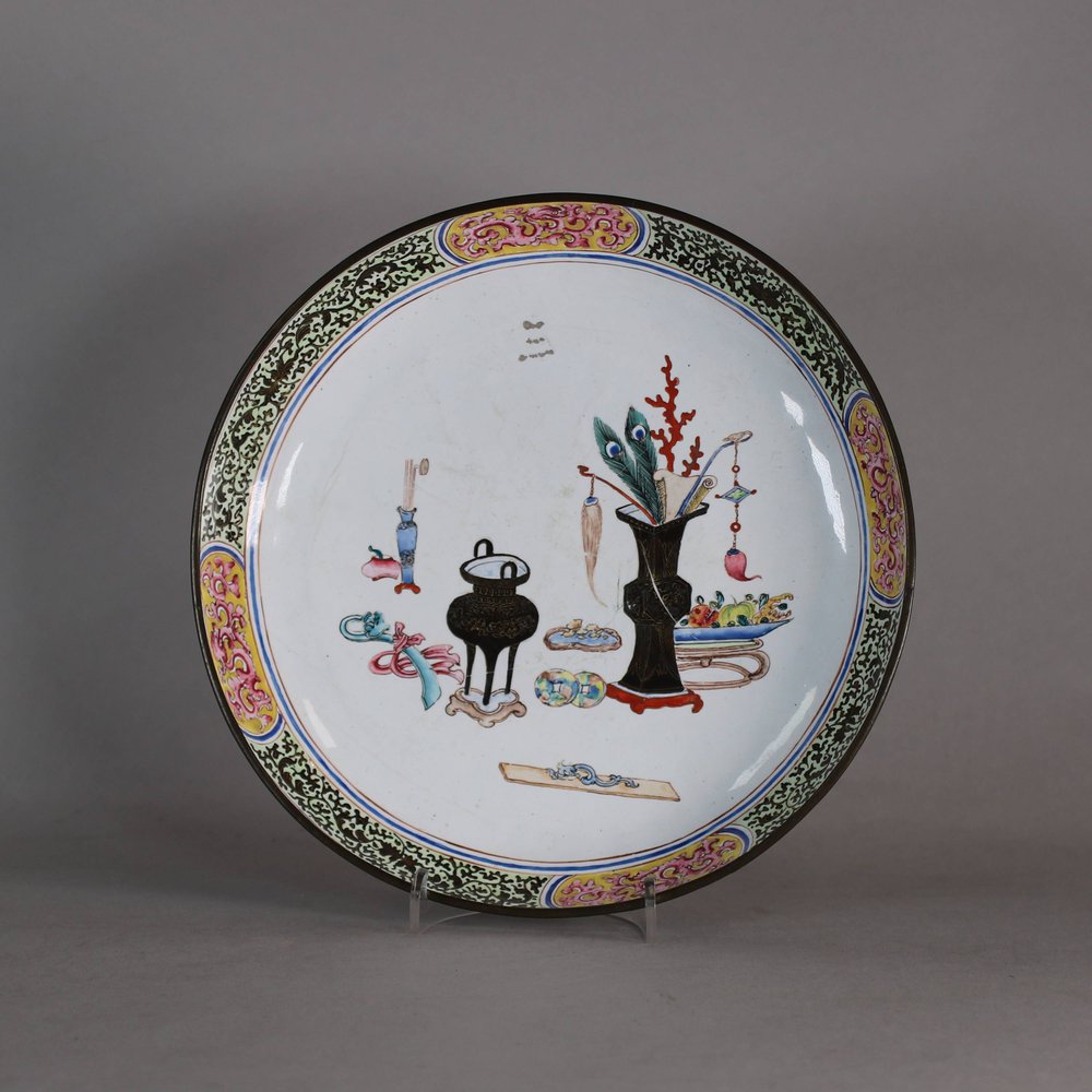 W565 Chinese Canton enamel dish, c.1800