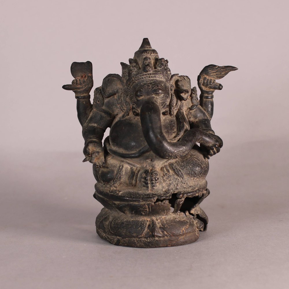 W609 Javanese bronze figure of four-armed Ganesh, 13th/14th century