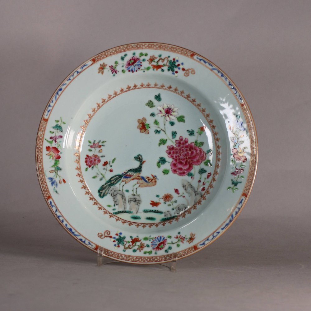 W647 Chinese famille rose double peacock soup plate, Qianlong (1736-95)