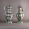 W652 Pair of extremely rare Chinese famille verte ewers, Kangxi (1662-1722)