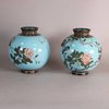 W659 Pair of silver and copper wire cloisonne vases Mieji circa 1900