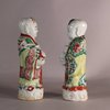 W664 Two exceptional Chinese famille verte figures of boys holding jars, Kangxi (1662-1722)