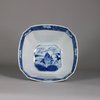 W672 Chinese blue and white square bowl with silver mount, Kangxi (1662-1722)