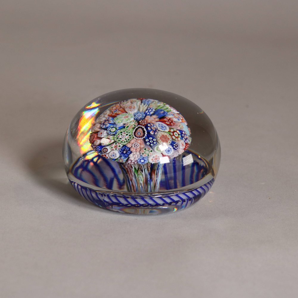 W714 Baccarat close-packed millefiori mushroom glass paperweight, c.1850