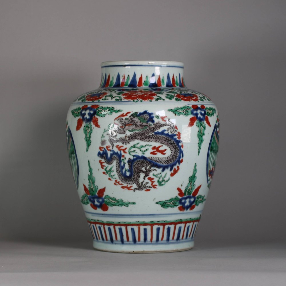 W720 Chinese wucai baluster 'dragon' vase, Chongzhen (1627-44)