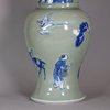 W727 Underglaze-blue and copper-red decorated celadon 'phoenix-tail' vase, Kangxi (1662-1722)