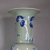 W727 Underglaze-blue and copper-red decorated celadon 'phoenix-tail' vase, Kangxi (1662-1722)