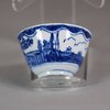 W730 Rare Bow blue and white teabowl painted in the Dutch style, c.1750