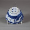 W730 Rare Bow blue and white teabowl painted in the Dutch style, c.1750