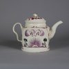 W736 Leeds cylindrical creamware teapot, c.1775