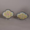 W741 Pair of Canton enamel quatrefoil saucers