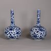 W749 Pair of Chinese blue and white bottle vases, Kangxi (1662-1722)