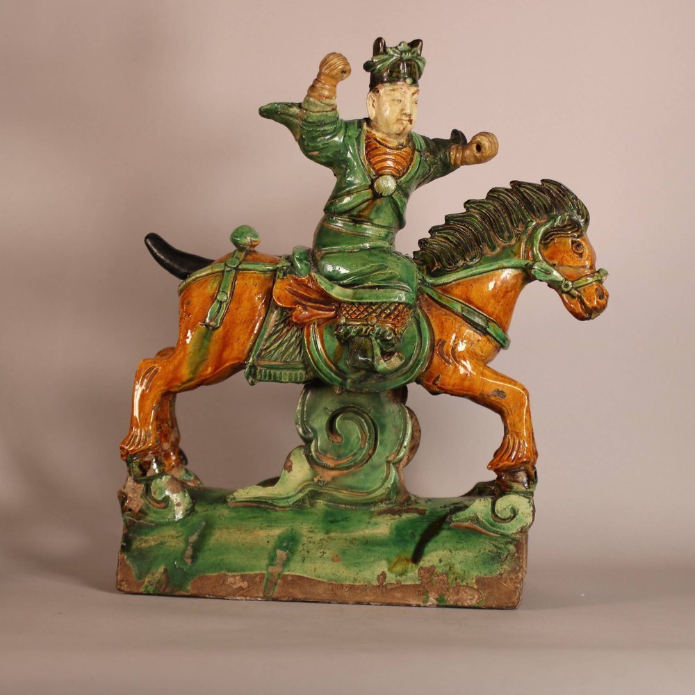 W778 Chinese ridge tile figure of a rider on horseback, Ming (1368-1644), c.17th century