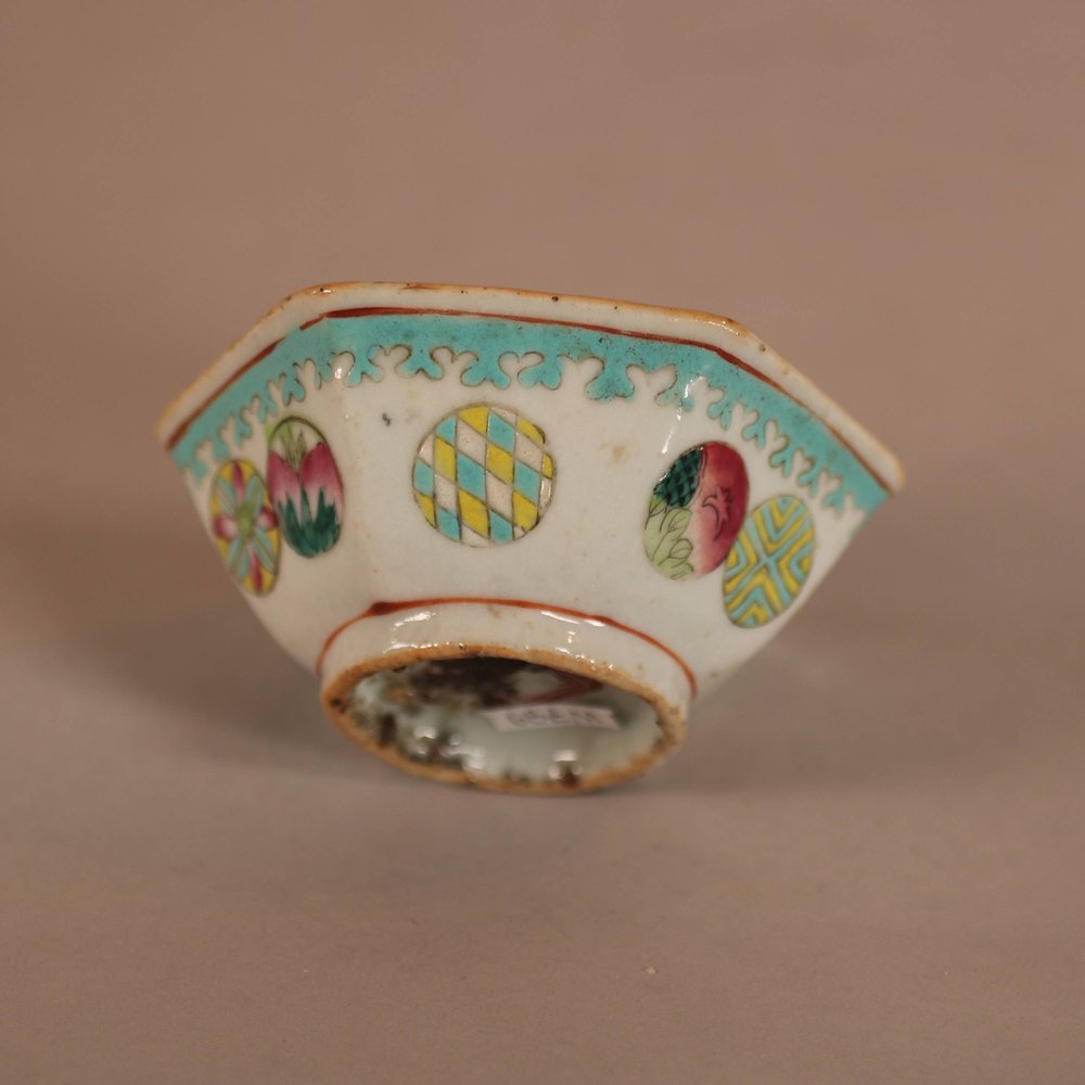 W789 Chinese hexagonal bowl, 19th/20th century