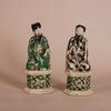 W798 Pair of famille verte Daoist immortal figures, Kangxi (1662-1722)