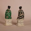 W798 Pair of famille verte Daoist immortal figures, Kangxi (1662-1722)