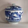 W828 Rare Japanese Arita blue and white tureen and cover, Edo Period, circa 1680