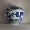 W828 Rare Japanese Arita blue and white tureen and cover, Edo Period, circa 1680