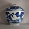 W828 Rare Japanese Arita blue and white tureen and cover, Edo Period, circa 1680