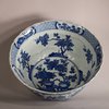 W830 Chinese blue and white moulded bowl with flared sides and foliate rim, Kangxi (1662-1722),