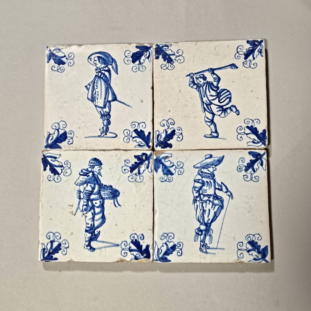 W948 Set of four Dutch delft tiles c. 1750