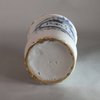 W983 Dutch delft drug jar of cylindrical form painted with a label containing the inscription U Populeum;