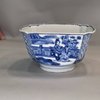W779 Chinese blue and white four-sided bowl, Kangxi (1662-1722)