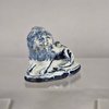 W993 Rare small Dutch delft blue and white figure of a miniature recumbent lion