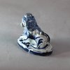 W993 Rare small Dutch delft blue and white figure of a recumbent lion