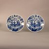 W997 Pair of Chinese blue and white plates depicting the 'Sense of Smell', Kangxi (1662-1722),