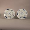 W997 Pair of Chinese blue and white plates depicting the 'Sense of Smell', Kangxi (1662-1722),