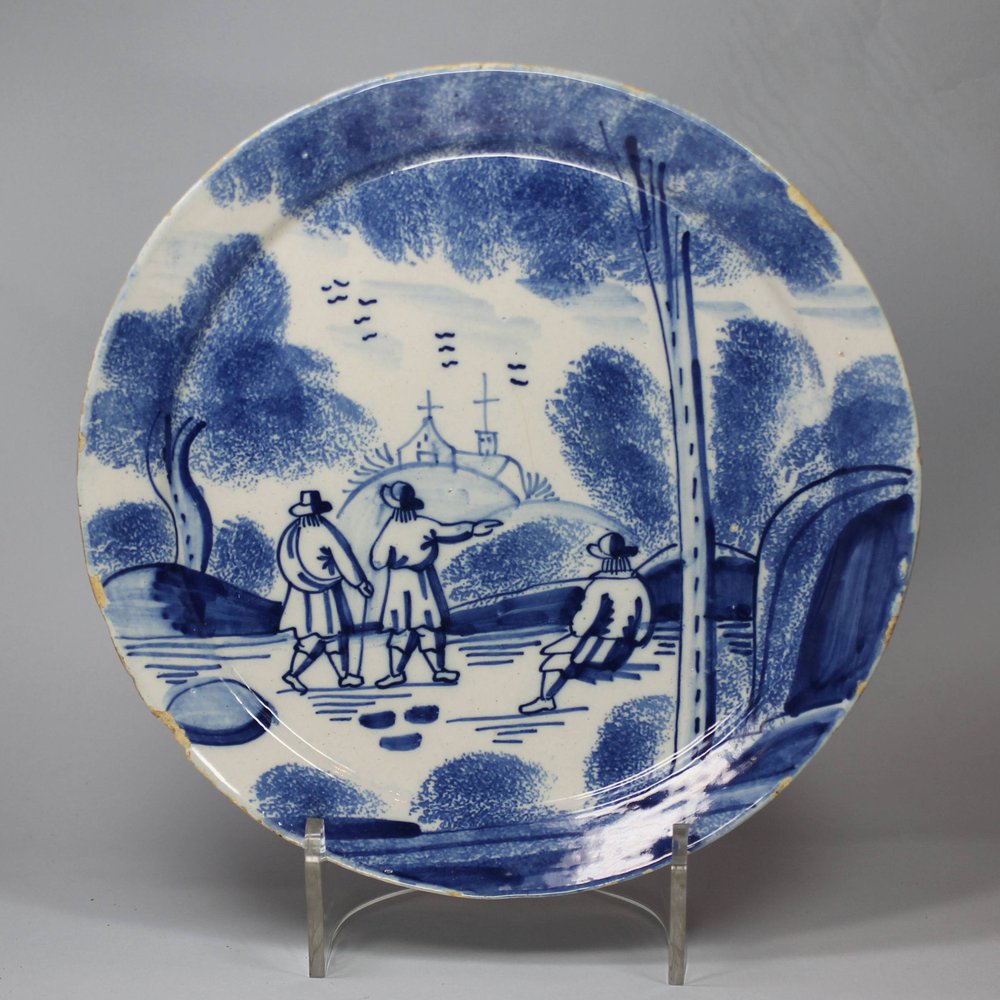 X129 Dutch Delft blue and white plate, 18th century