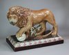 X159 English creamware model of a standing Medici lion