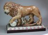 X159 English creamware model of a standing Medici lion