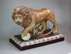 X159 English creamware model of a standing Medici lion