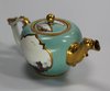 X160 Meissen porcelain bullet-shape turquoise-ground teapot and cover