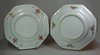 X165 Pair of famille verte piecrust hexagonal plates