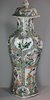 X195 Large famille verte faceted baluster vase and cover