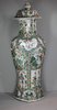 X195 Large famille verte faceted baluster vase and cover